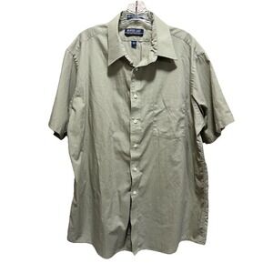 Shaver Lake Button Up Shirt Size 17 Short‎ Sleeve Lightweight Olive Workwear